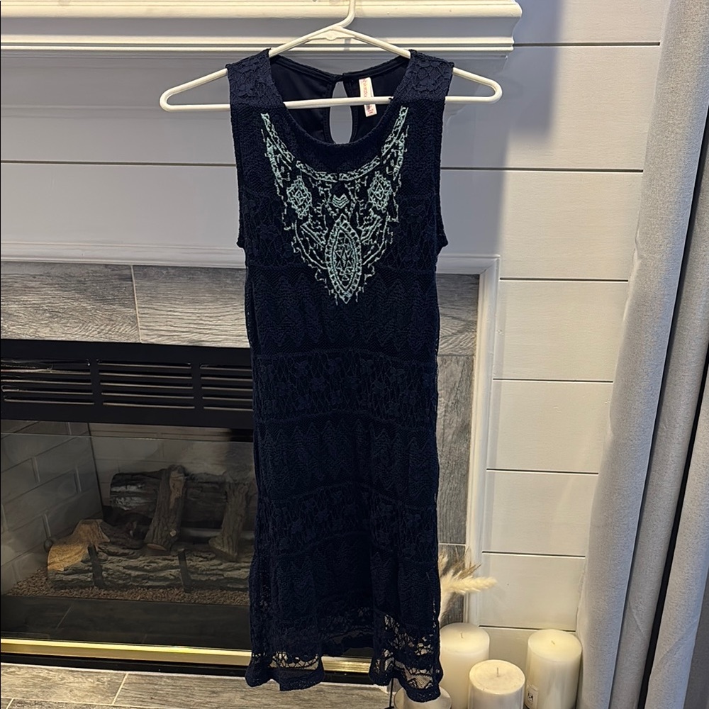 Elegant Navy Lace Dress